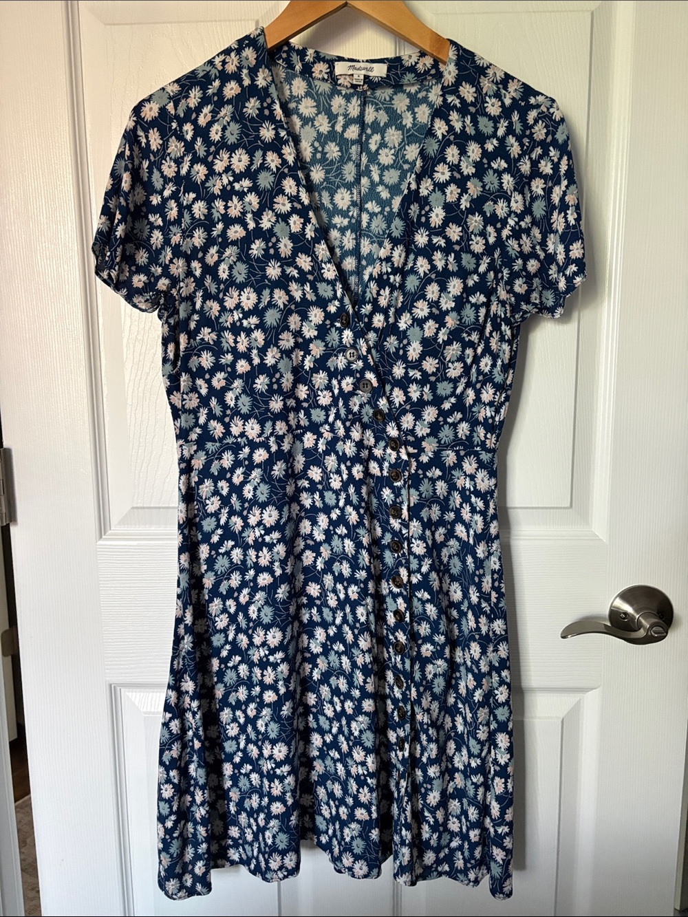 Madewell Navy Blue Daisy-Print Button Dress - Picture 1 of 3